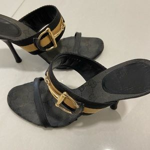 Authentic Gucci, high-heeled mules.